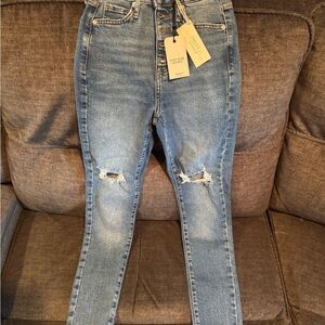 Forever 21 Light Blue Ripped High Rise Skinny Jeans